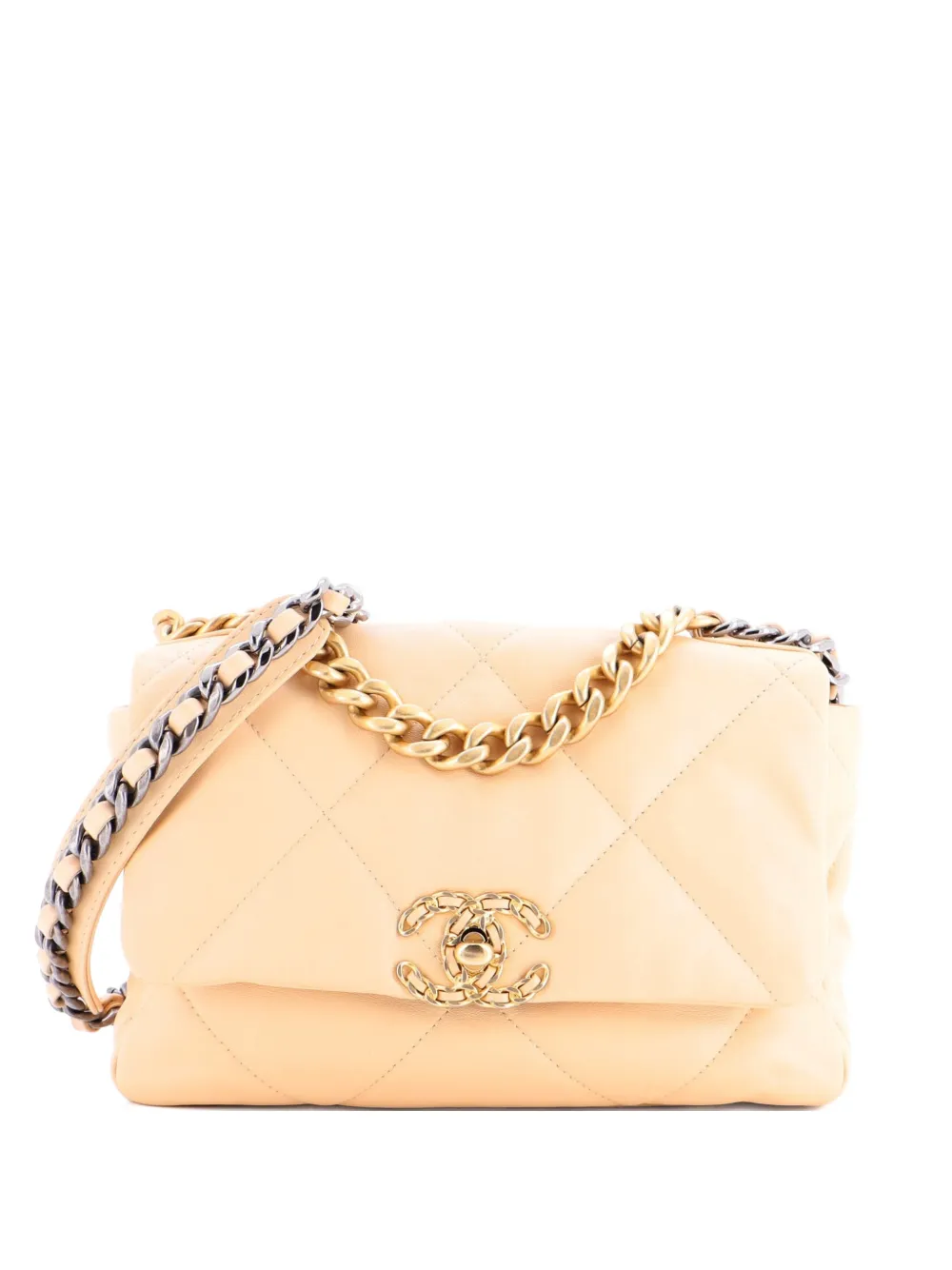 CHANEL Pre-Owned 19 Flap Bag Quilted Leather Medium crossbody bag - Toni neutri