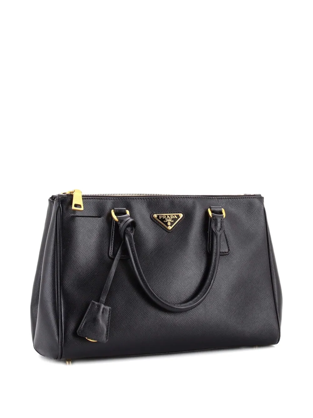 Prada Pre-Owned Double Zip Lux Saffiano Leather Small tote bag - Nero