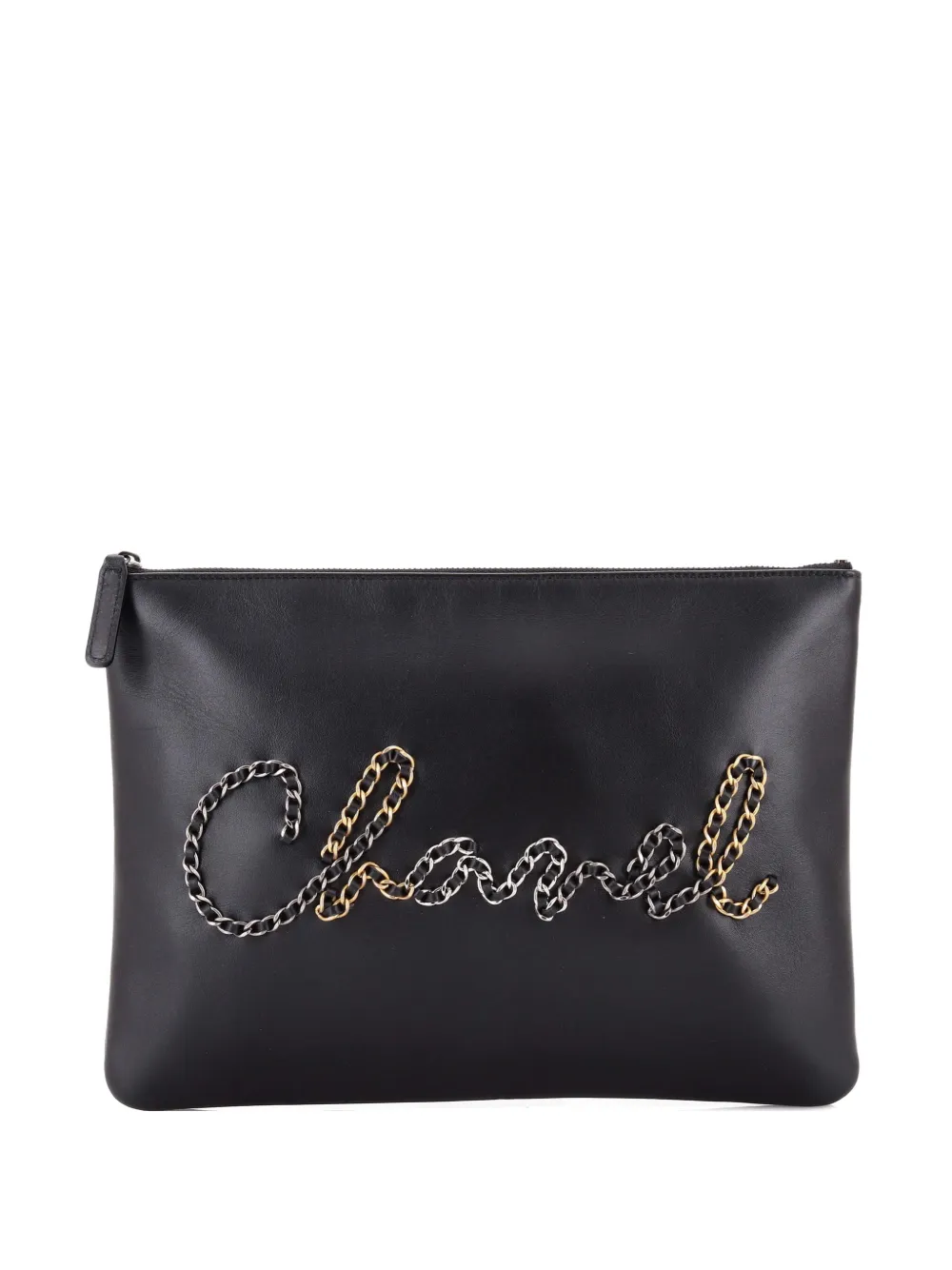 CHANEL Pre-Owned Chain Signe O Case Calfskin Medium clutch bag - Nero