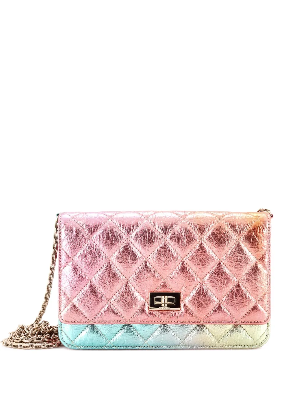 CHANEL Pre-Owned Rainbow Reissue 2.55 Wallet on Chain Quilted Multicolor Metallic Goatskin crossbody bag - Effetto metallizzato