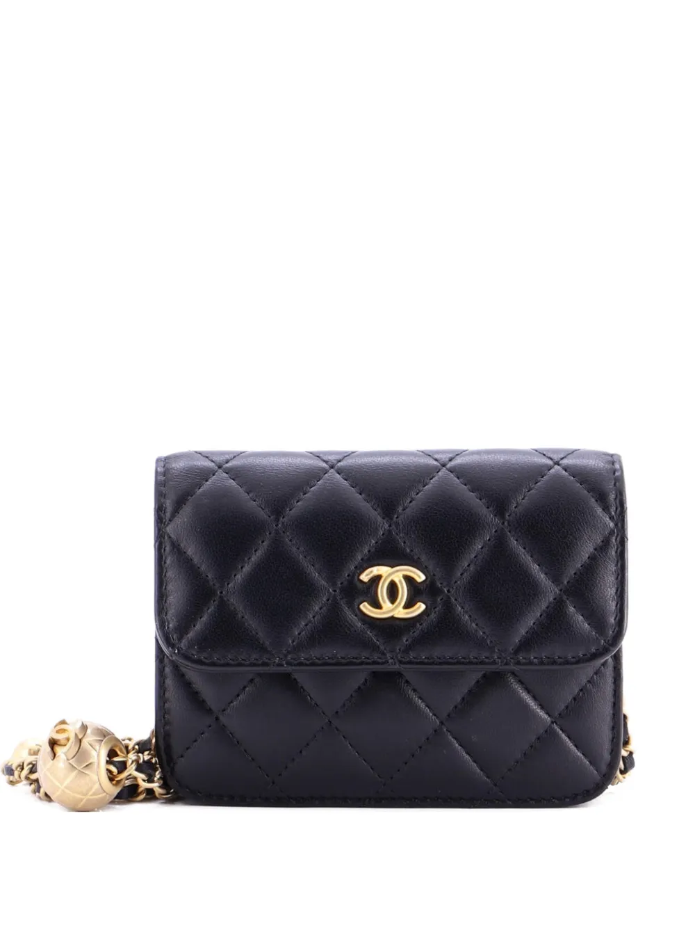 CHANEL Pre-Owned Pearl Crush Flap Clutch with Chain Quilted Lambskin Mini crossbody bag - Nero