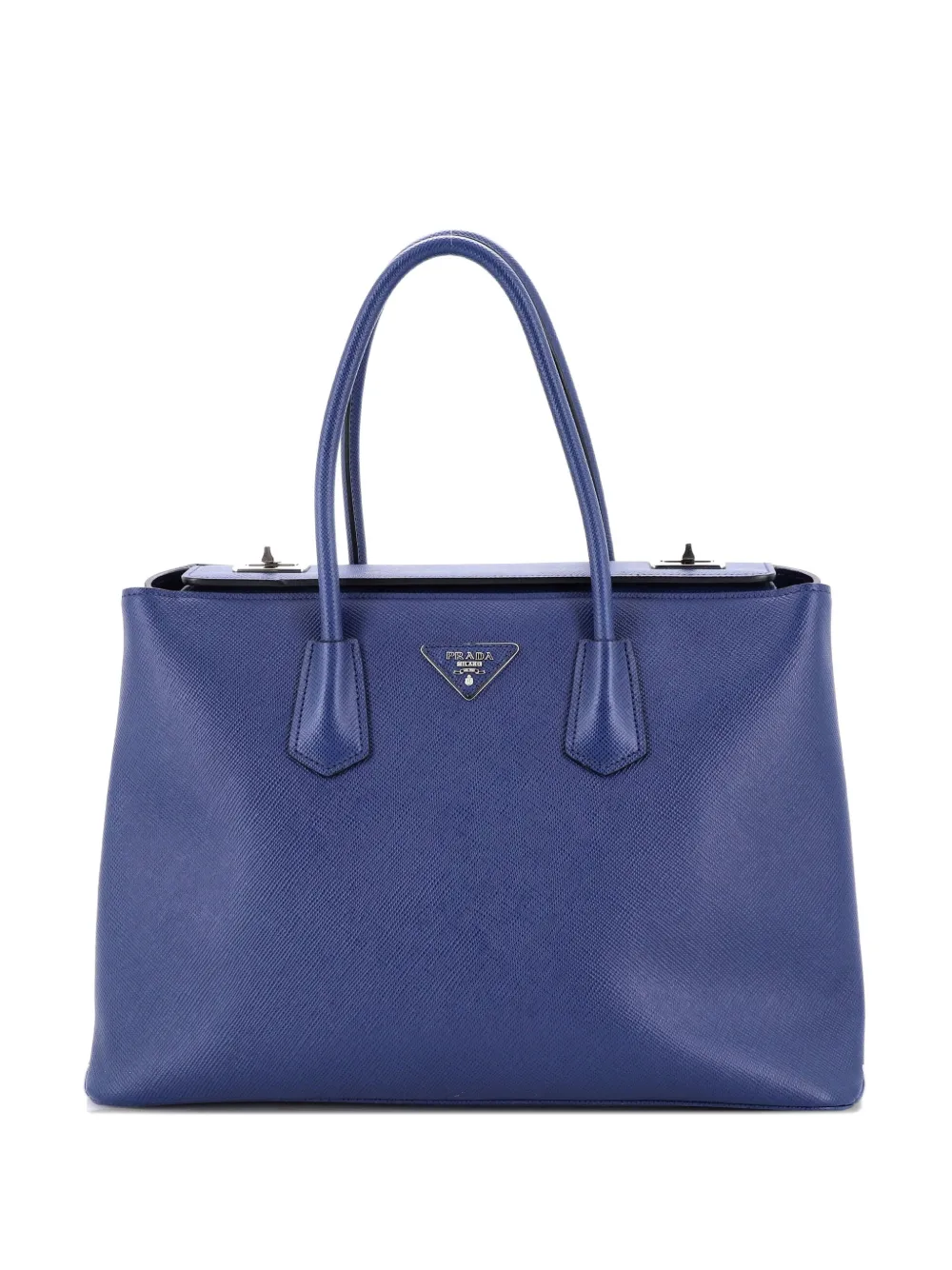 Prada Pre-Owned Turnlock Cuir Twin Saffiano Leather Medium tote bag - Blu