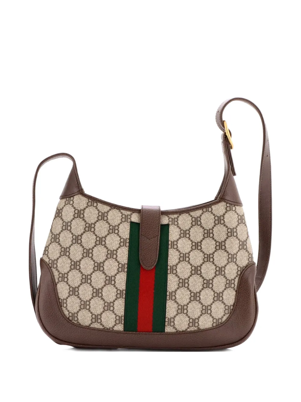  Balenciaga Pre-owned X Gucci The Hacker Project Jackie 1961 Bb Coated Canvas Small Hobo Bag - Marron 