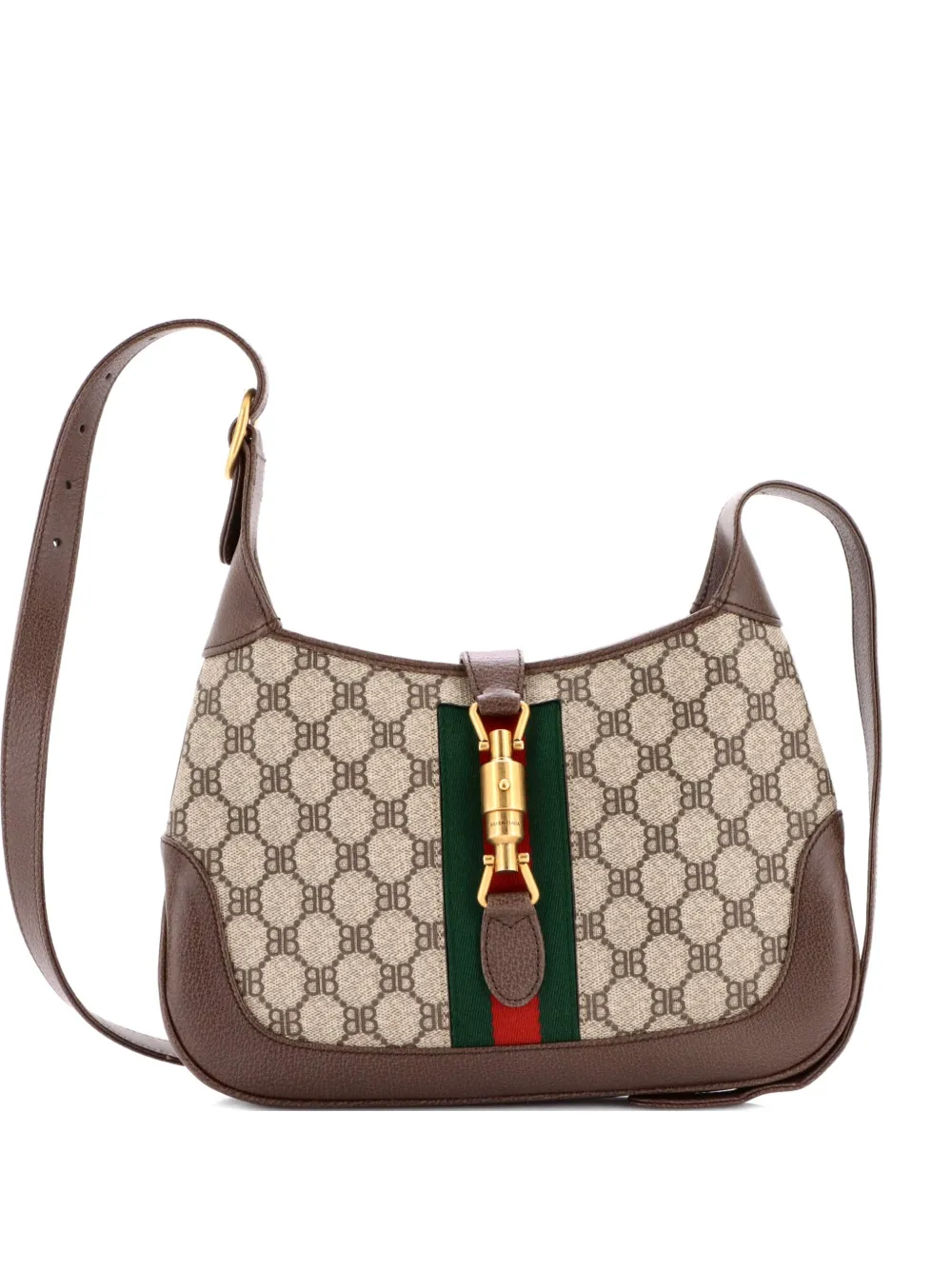Balenciaga Pre-Owned x Gucci The Hacker Project Jackie 1961 BB Coated Canvas Small hobo bag - Marrone