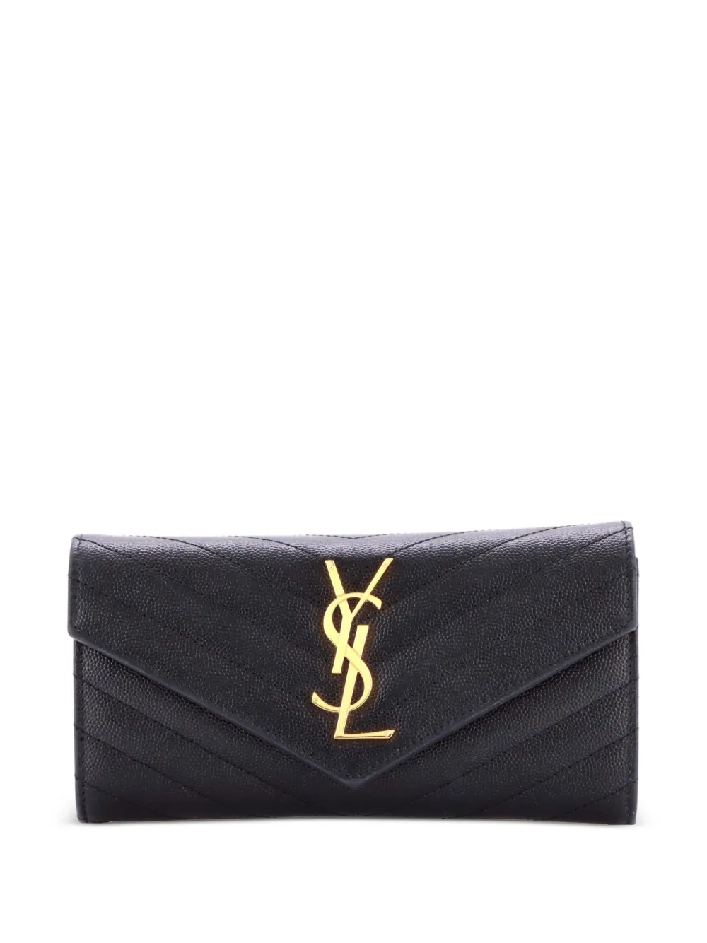 Saint Laurent Pre-Owned Classic Monogram Flap Wallet Matelasse Chevron Leather Large small wallets - Nero