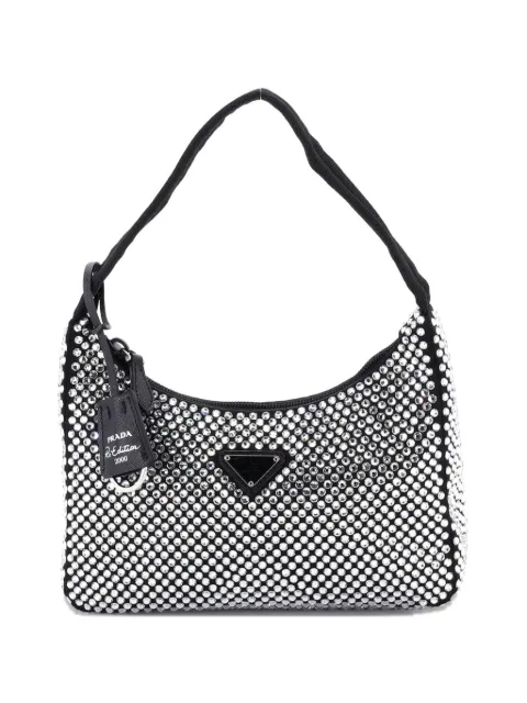 Prada Pre-Owned Re-Edition 2000 Crystal Embellished Satin Mini hobo bag