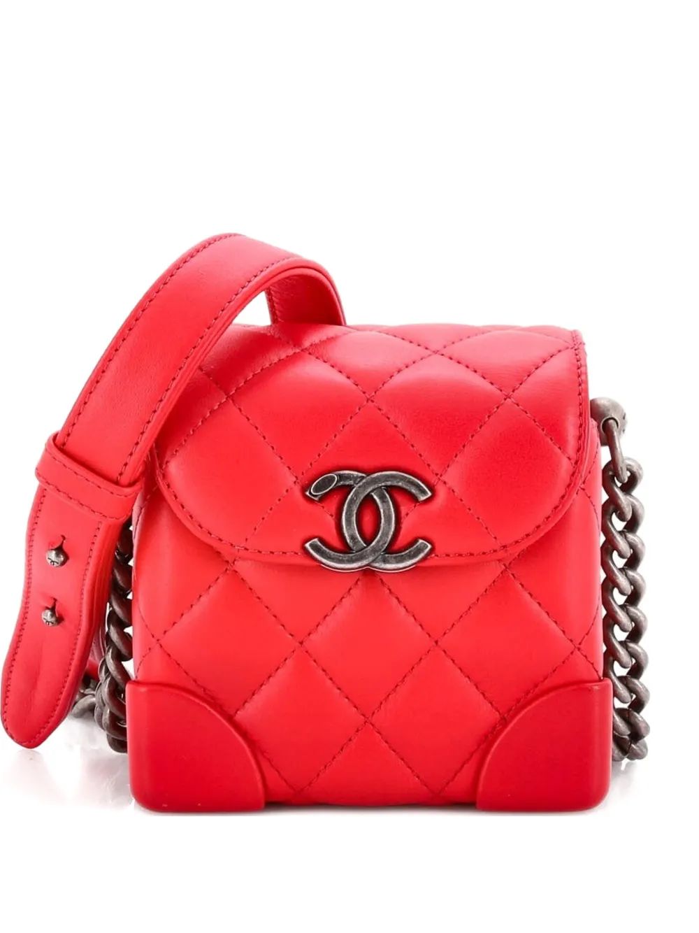 CHANEL Pre-Owned Trunk-Like Quilted Lambskin Mini crossbody bag - Rosso