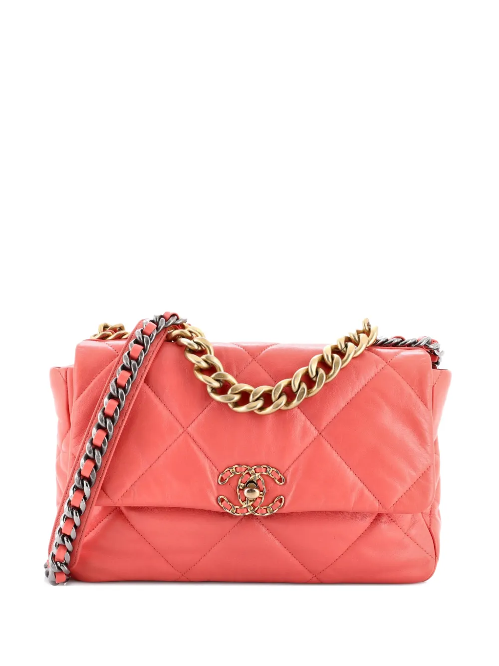 CHANEL Pre-Owned 19 Flap Bag Quilted Leather Medium crossbody bag - Rosa
