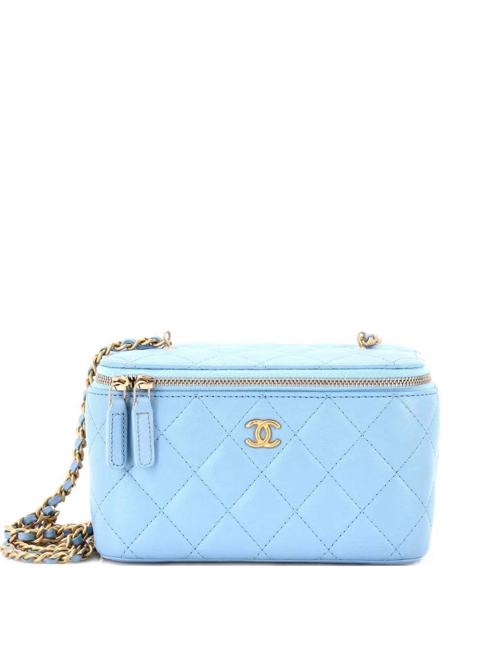 CHANEL Pre-Owned Pearl Crush Vanity Case with Chain Quilted Lambskin Small clutch bag - Blue