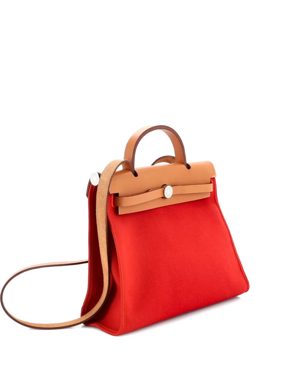 Hermès Pre-Owned Herbag Zip Leather and Toile 31 shoulder bag - Rosso