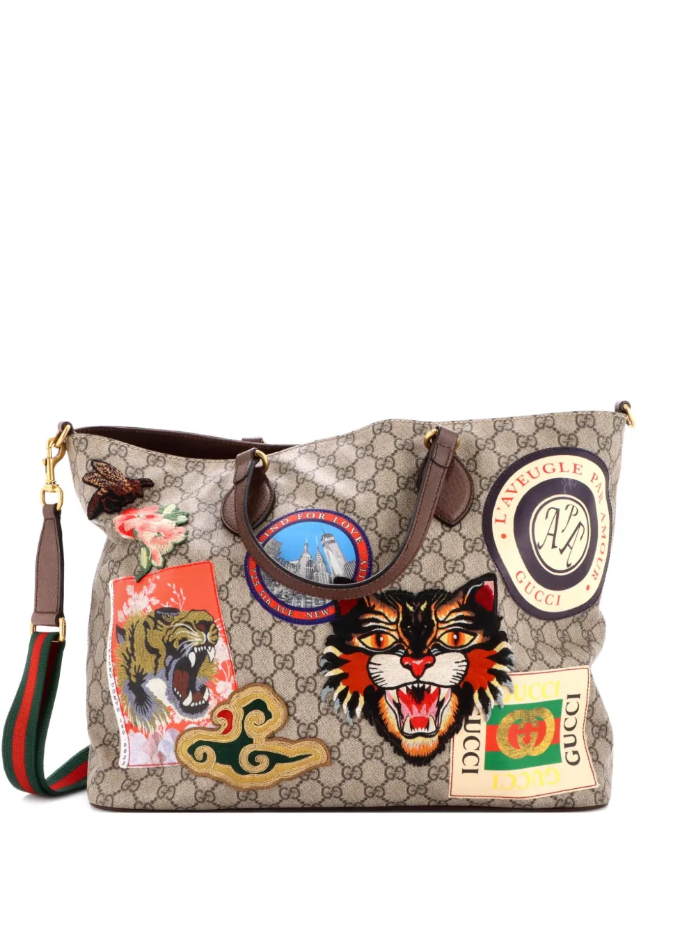 Gucci Pre-Owned Courrier Convertible Soft Open GG Coated Canvas with Applique Large tote bag - Marrone