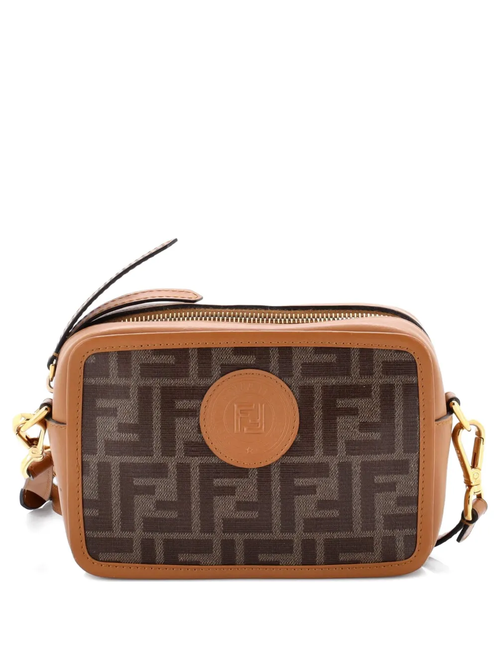 Fendi Pre-Owned FF Logo Stamp Camera Bag Zucca Coated Canvas Small crossbody bag - Marrone