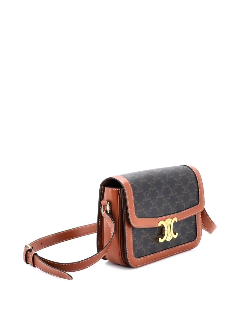 Celine Pre-owned Triomphe Triomphe Coated Canvas Medium Shoulder Bag - Brown 