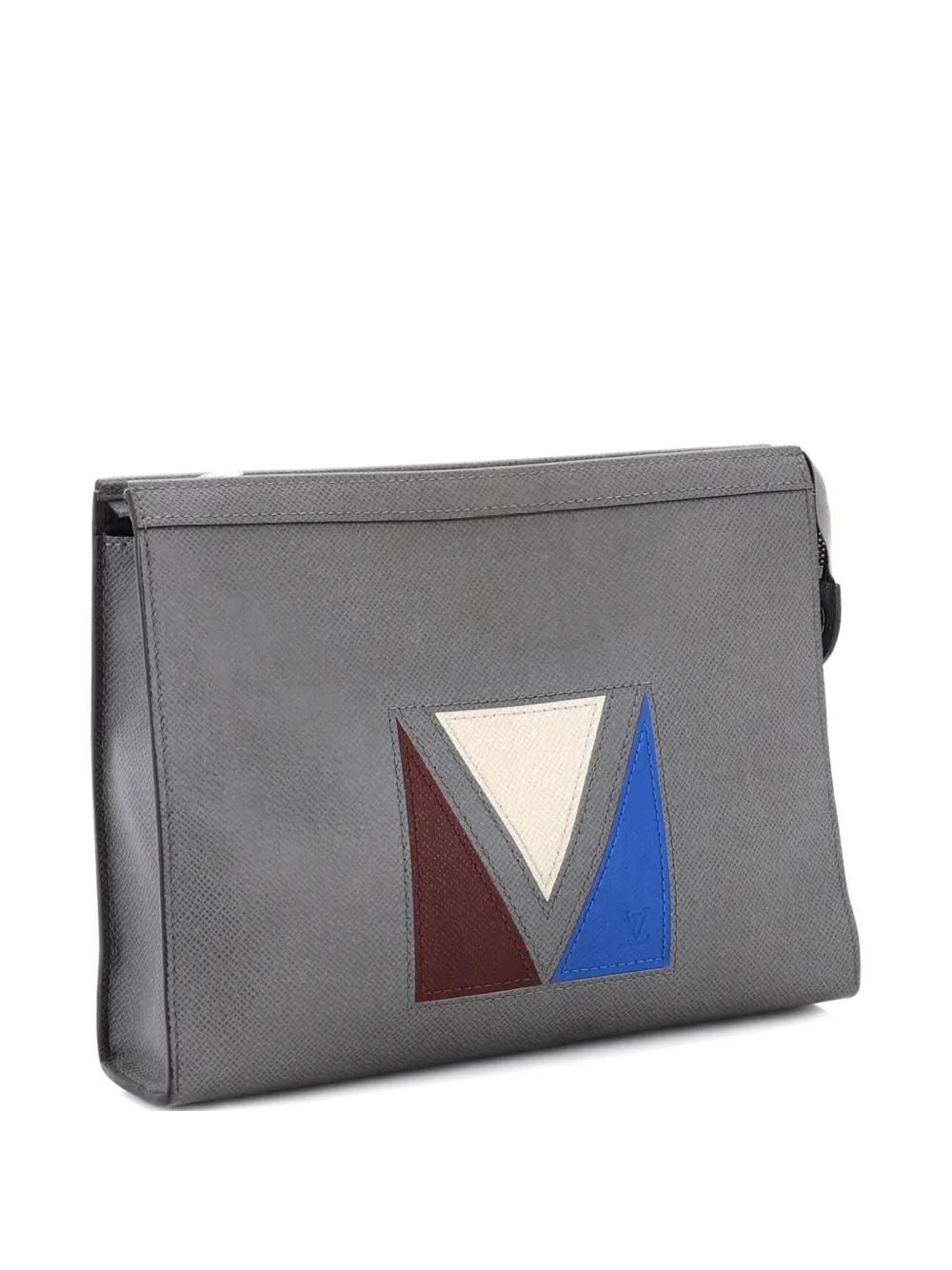Louis Vuitton Pre-Owned Pochette Voyage Panelled Taiga Leather MM clutch bag - Grey
