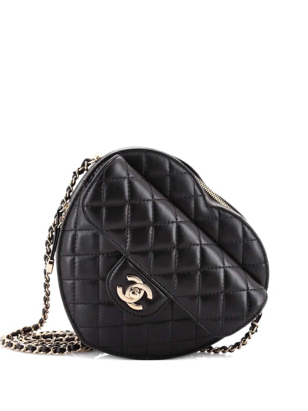 CHANEL Pre-Owned CC in Love Heart Bag Quilted Lambskin crossbody bag - Nero