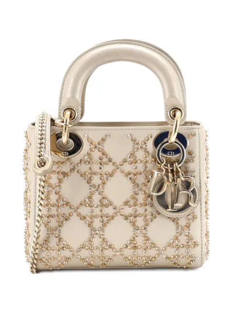 Christian Dior Pre-Owned Lady Dior Chain Bag Crystal Embellished Cannage Quilt Leather Mini satchel