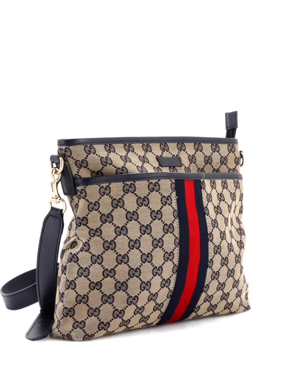 Gucci Pre-Owned Front Pocket Web Messenger GG Canvas Small crossbody bag - Marrone