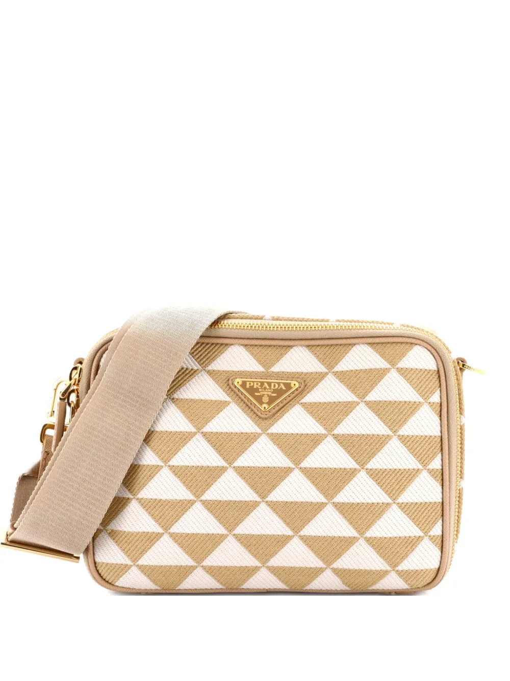 Prada Pre-Owned Symbole Zip Around Shoulder Bag Jacquard crossbody bag - Toni neutri