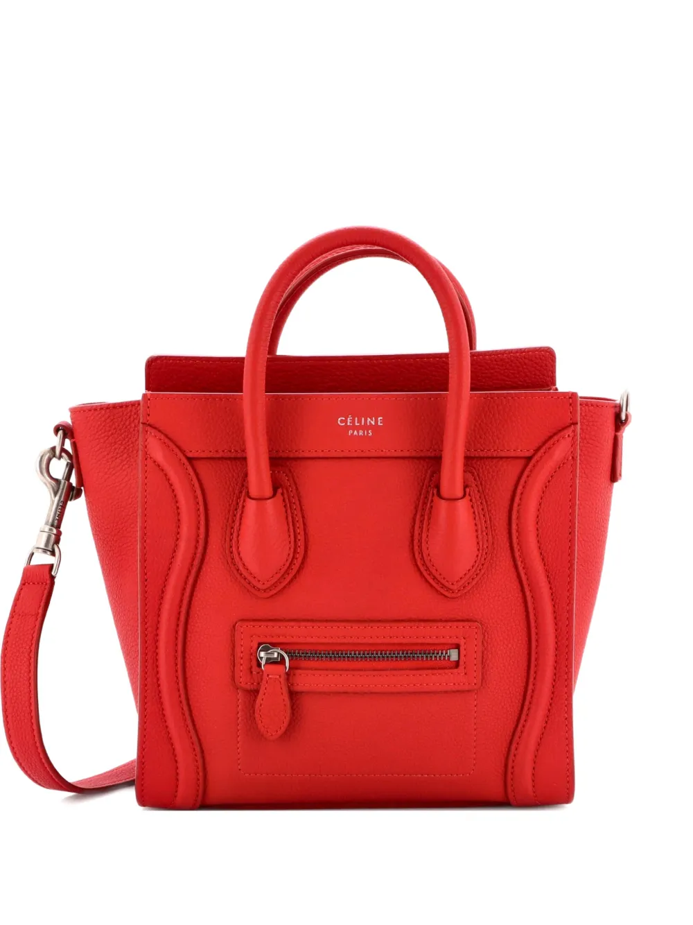 Celine Pre-Owned Luggage Bag Grainy Leather Nano crossbody bag - Red