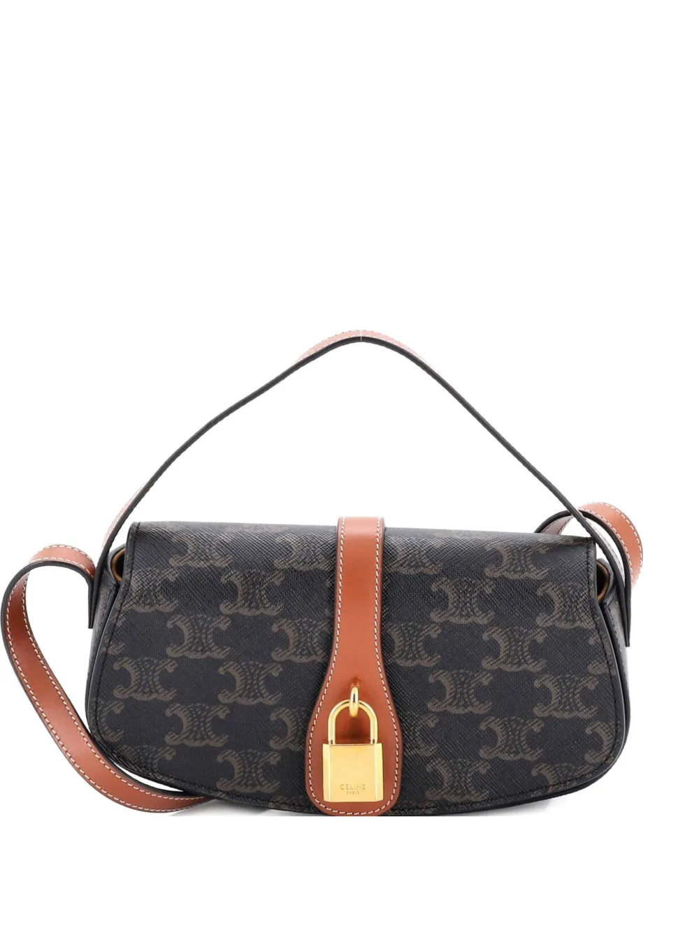 Celine Pre-Owned Tabou Clutch with Strap Triomphe Coated Canvas shoulder bag - Marrone