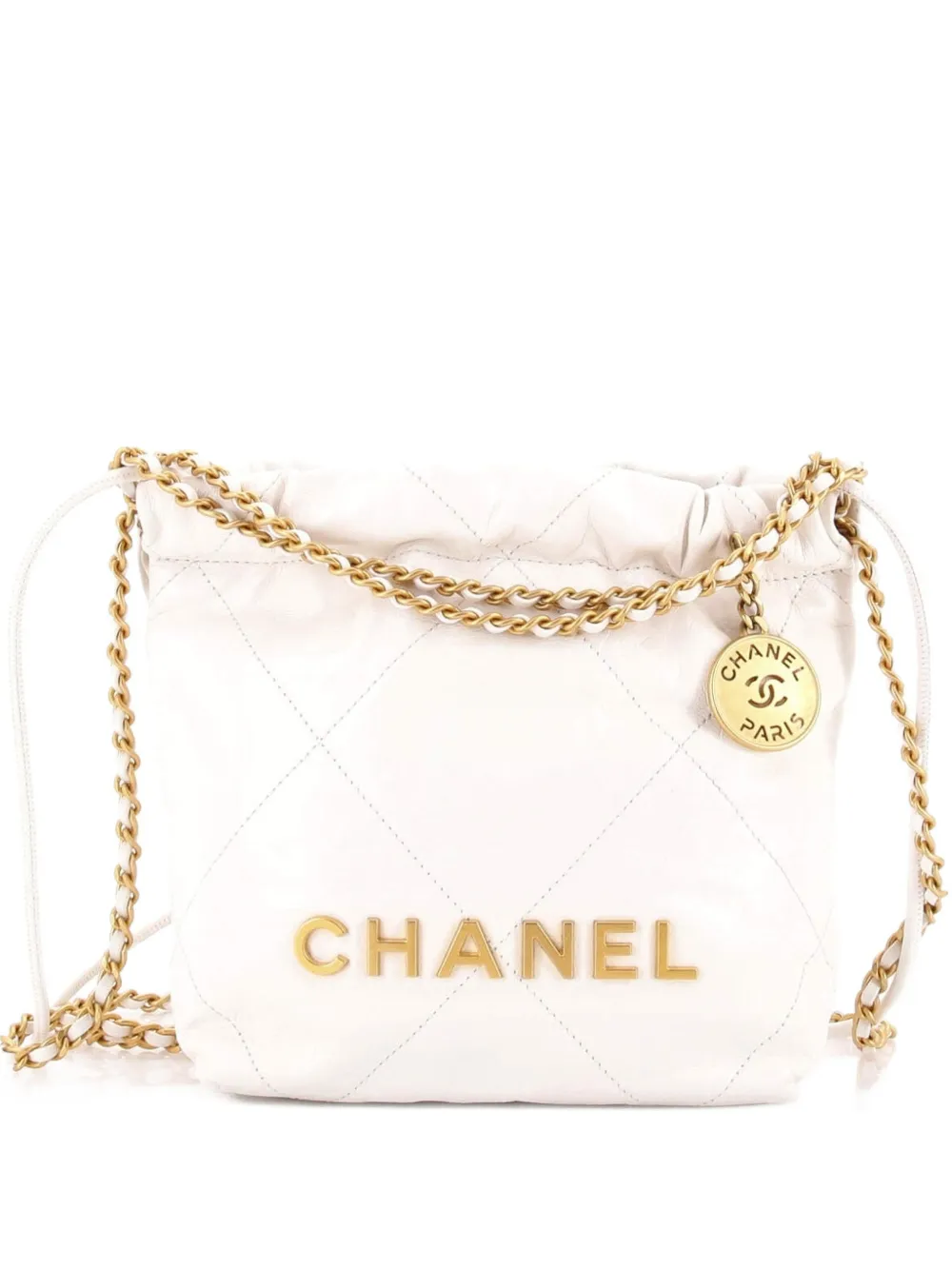 CHANEL Pre-Owned Borsa a tracolla 22 mini in pelle di vitello trapuntata - Toni neutri