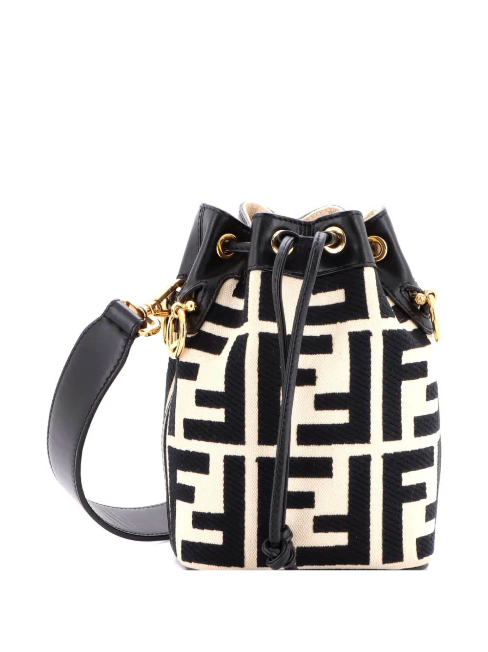 Fendi Pre-Owned Borsa a secchiello Mon Tresor mini in tela con motivo Zucca - Nero