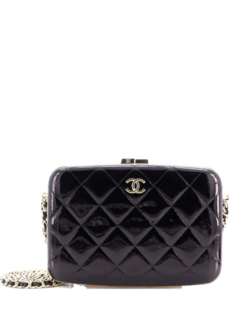 CHANEL Pre-Owned Framed Box with Chain Quilted Patent Small clutch bag - Nero