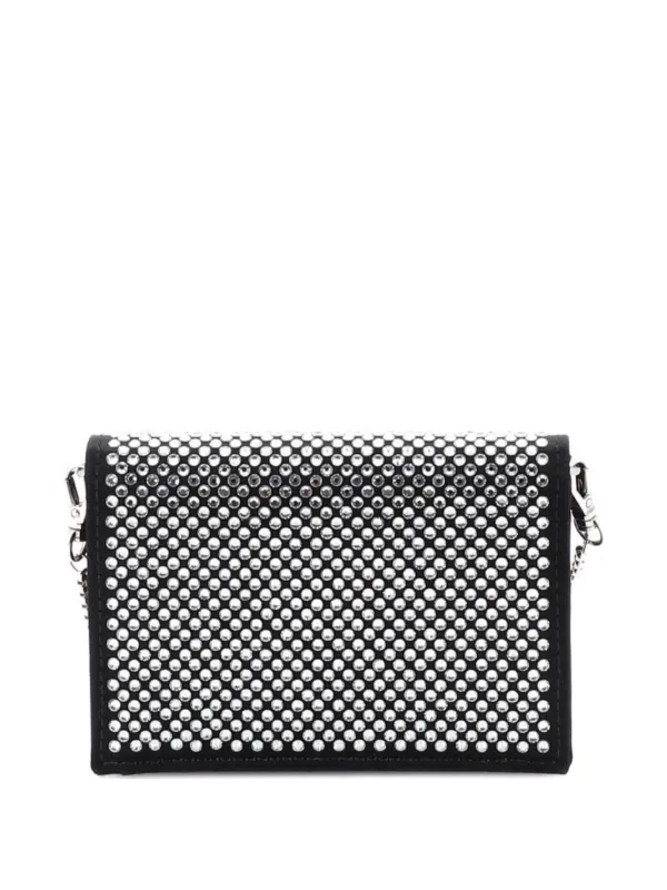 PRADA ガーメント Prada Pre-Owned Flap Card Holder With Chain Satin With Crystals