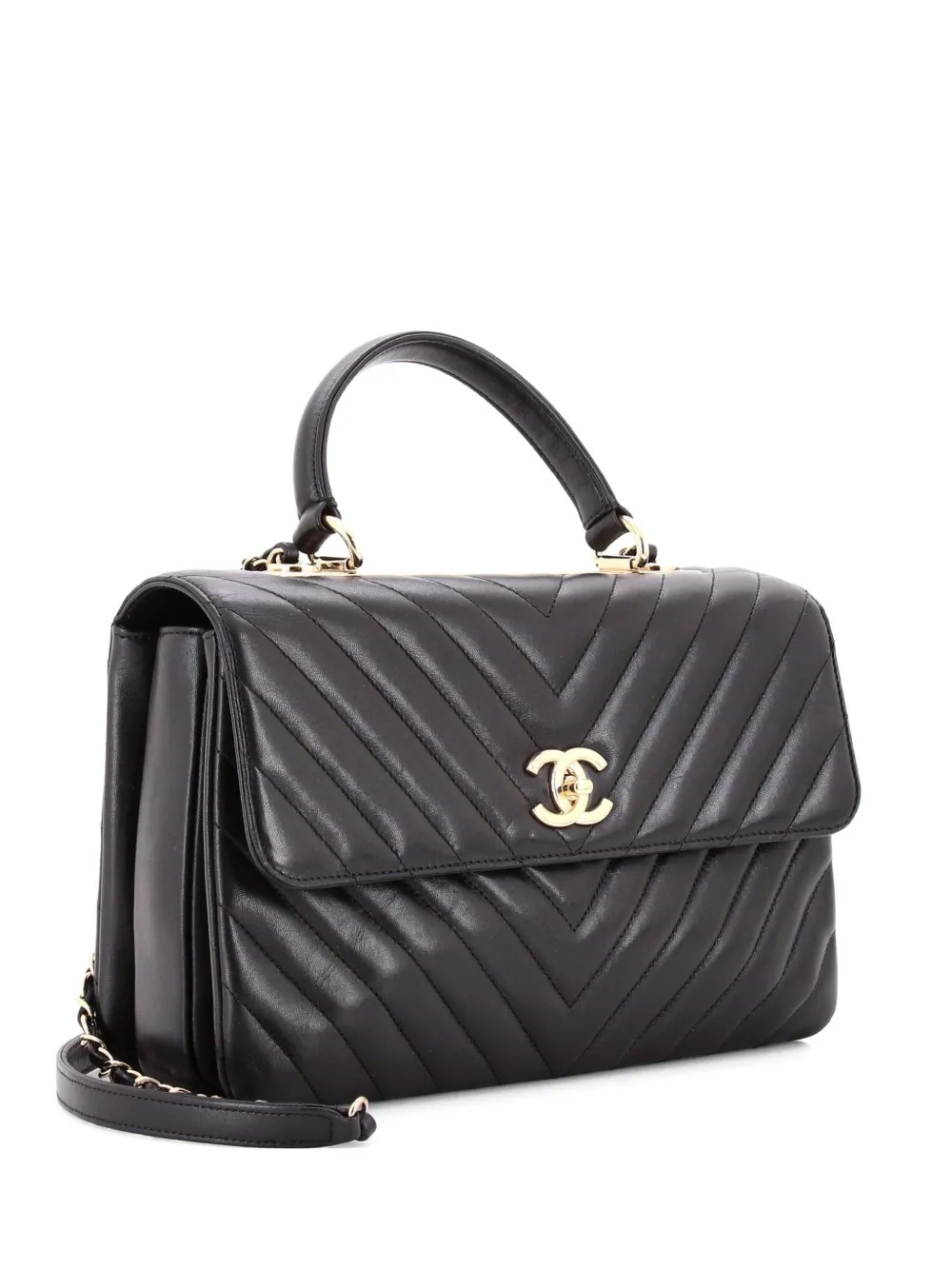 CHANEL Pre-Owned Trendy CC Top Handle Bag Chevron Lambskin Medium satchel - Nero
