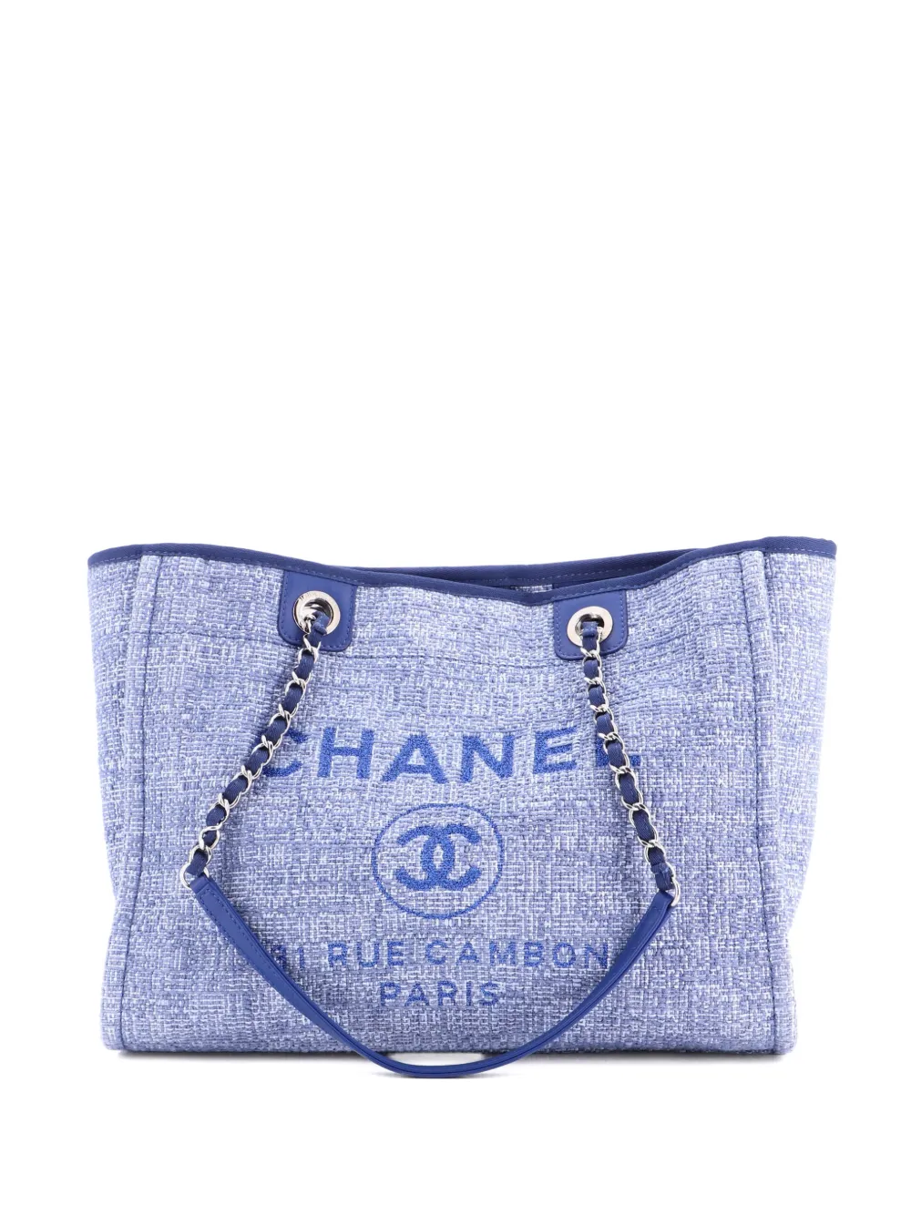CHANEL Pre-Owned Deauville Raffia with Glitter Detail Medium tote bag - Blau