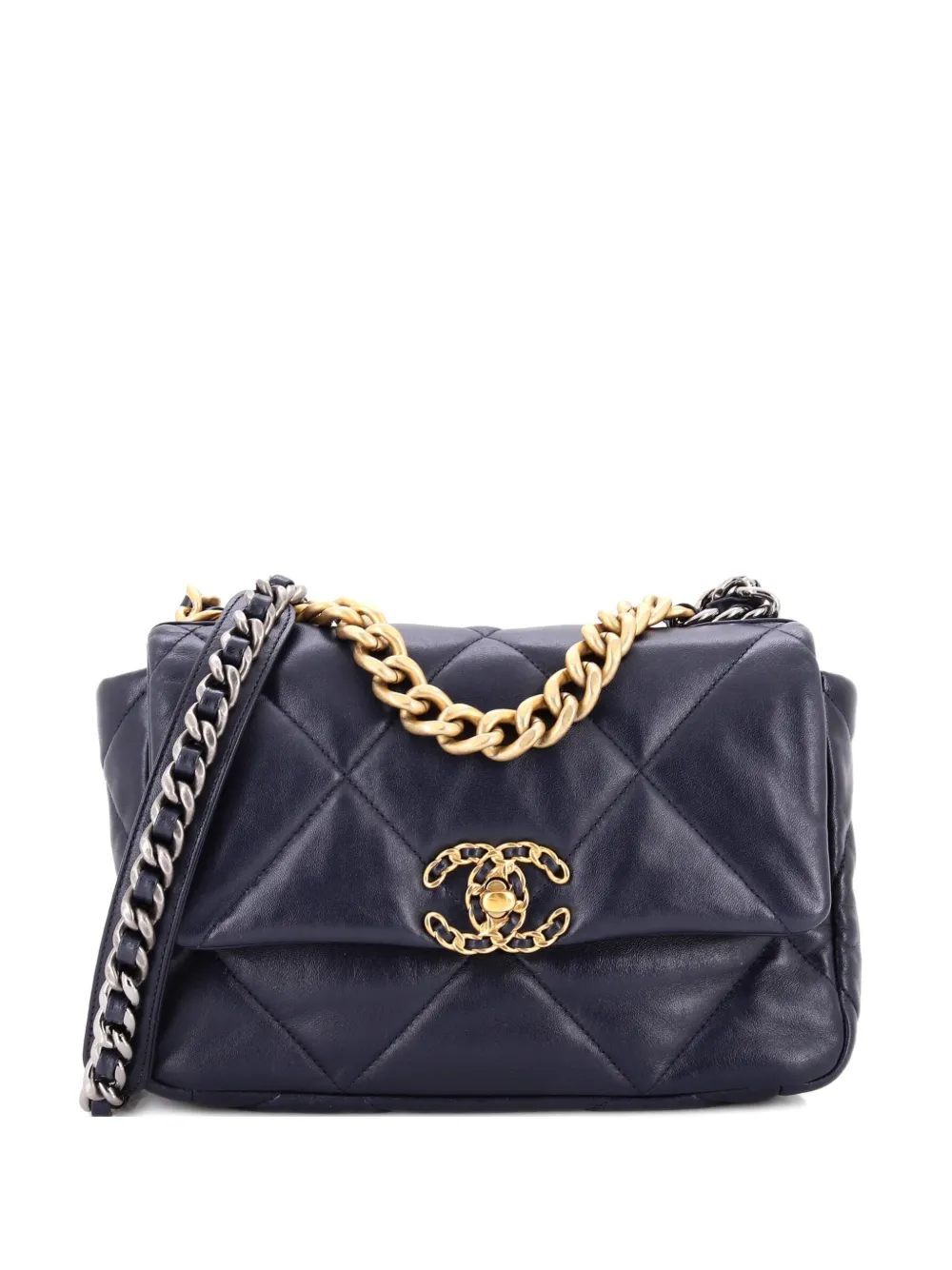 CHANEL Pre-Owned 19 Flap Bag Quilted Leather Medium crossbody bag - Blu