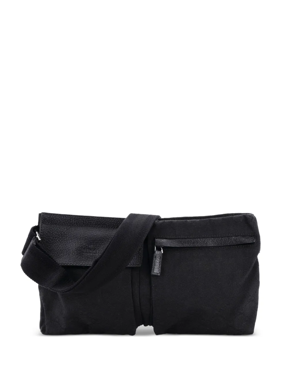 Gucci Pre-Owned Vintage Double GG Canvas with Leather belt bag - Nero