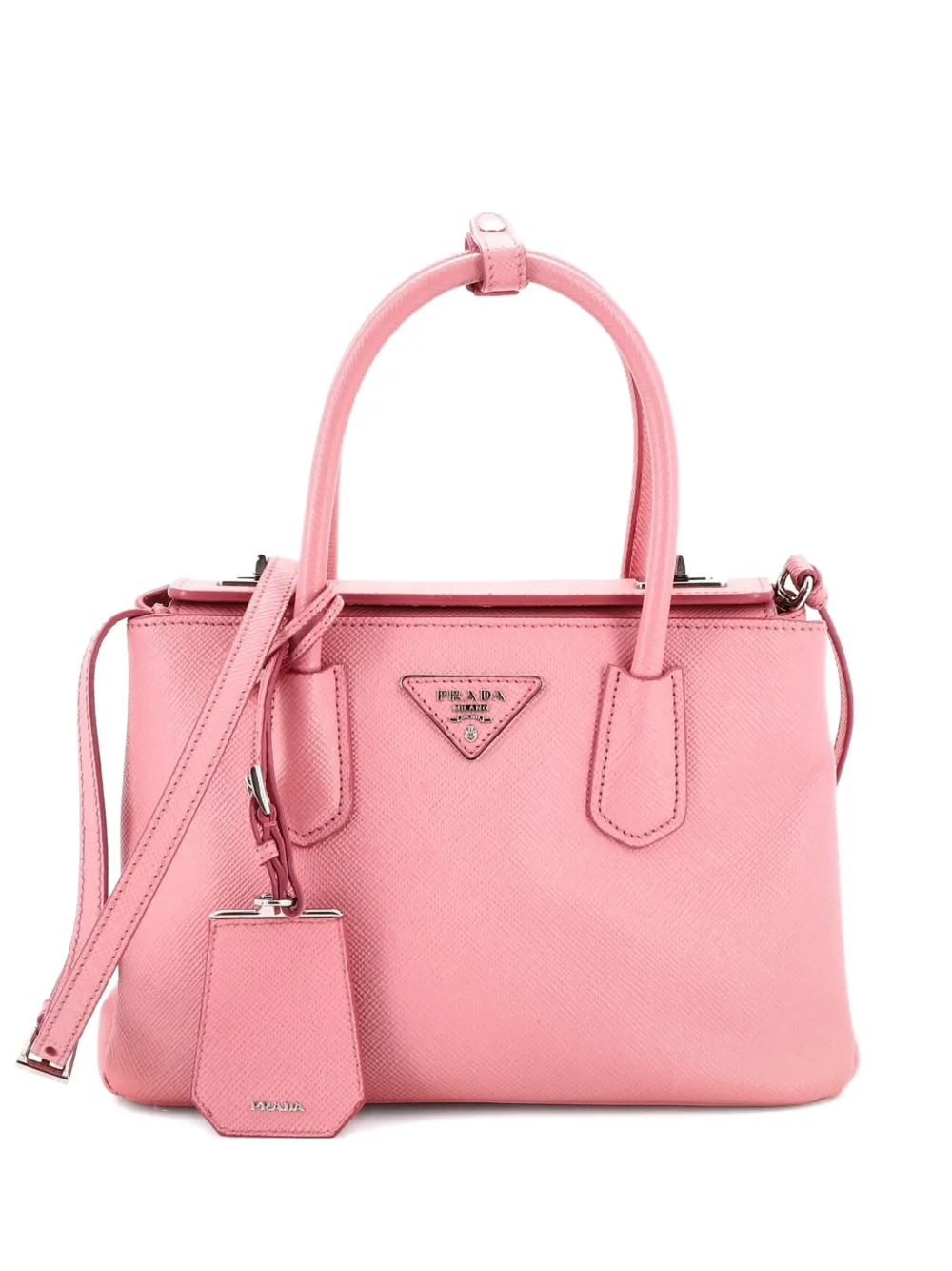 Prada Pre-Owned Turnlock Cuir Twin Tote Saffiano Leather Mini satchel - Rosa