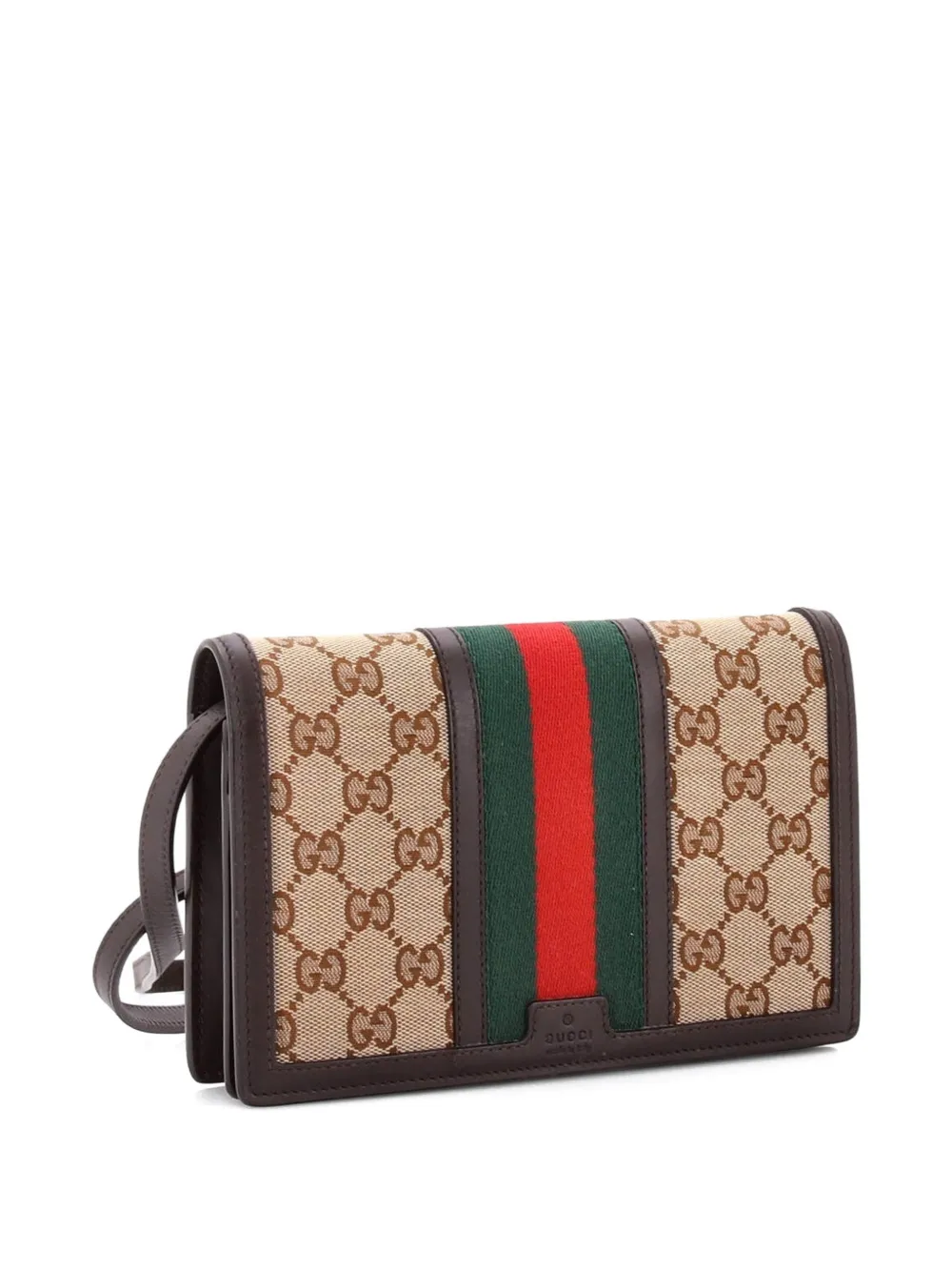 Gucci Pre-Owned Web Wallet on Strap GG Canvas Small crossbody bag - Marrone