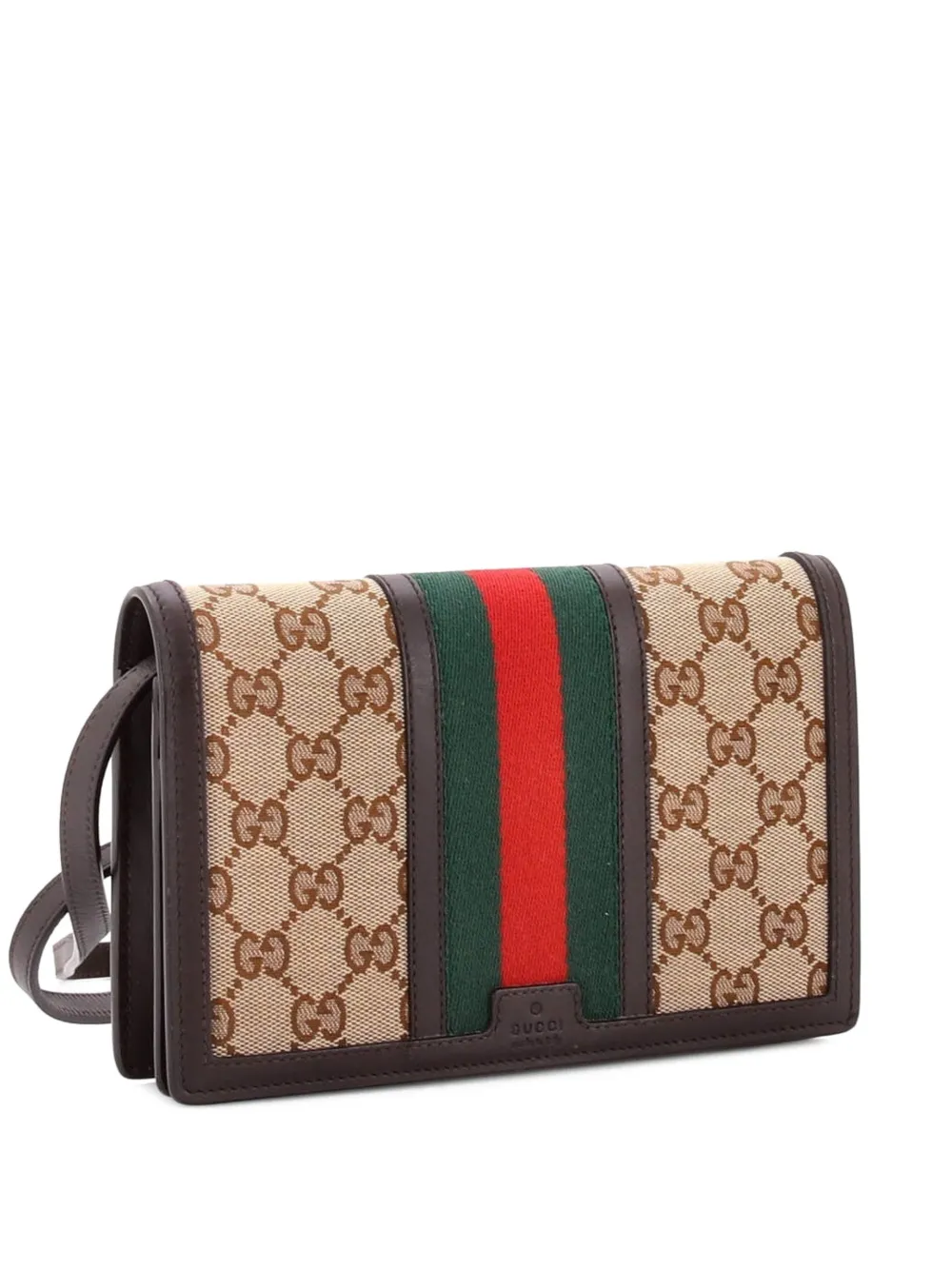 Gucci Pre-Owned Web Wallet on Strap GG Canvas Small crossbody bag - Marrone