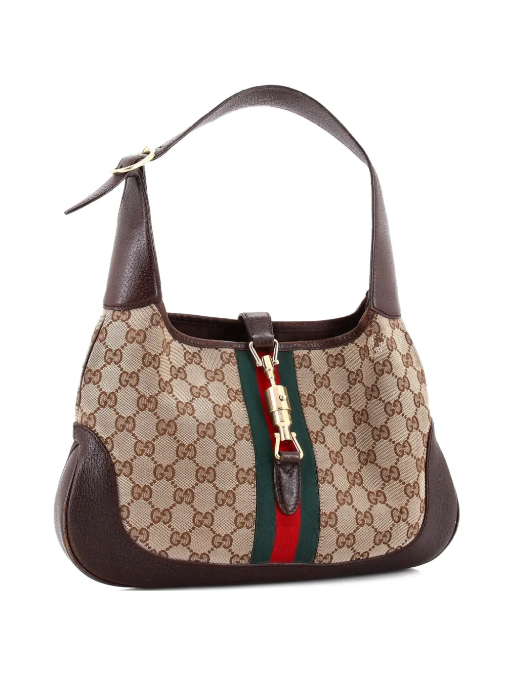 Gucci Pre-Owned Jackie Original Web Shoulder Bag Leather and GG Canvas Medium hobo bag - Marrone