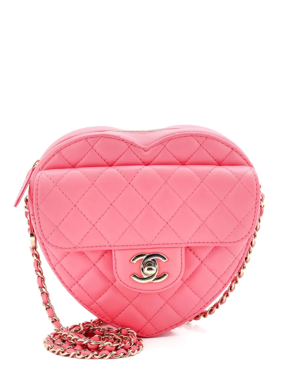 CHANEL Pre-Owned CC in Love Heart Bag Quilted Lambskin crossbody bag - Rosa
