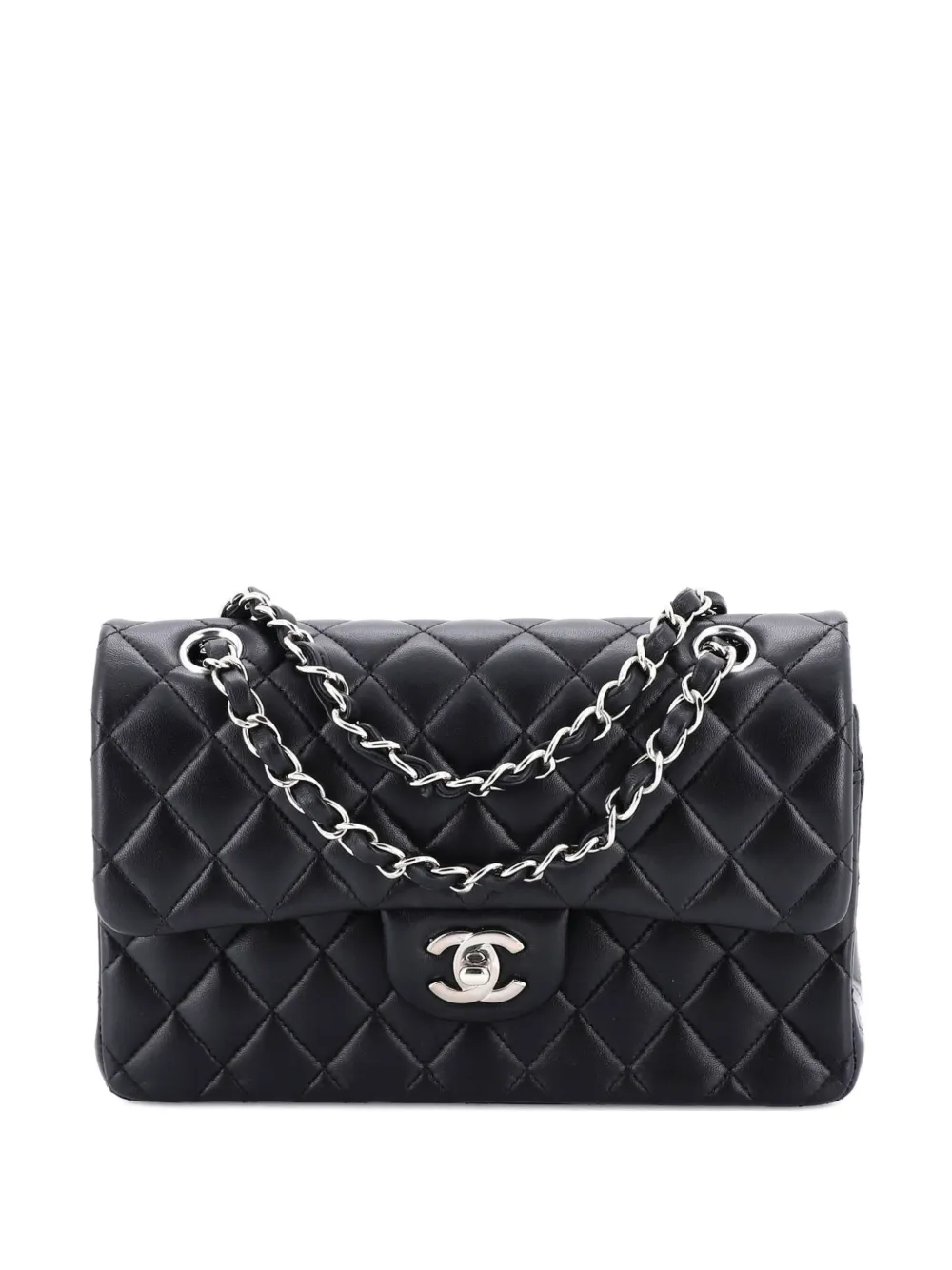 CHANEL Pre-Owned Classic Double Flap Bag Quilted Lambskin Small shoulder bag - Nero