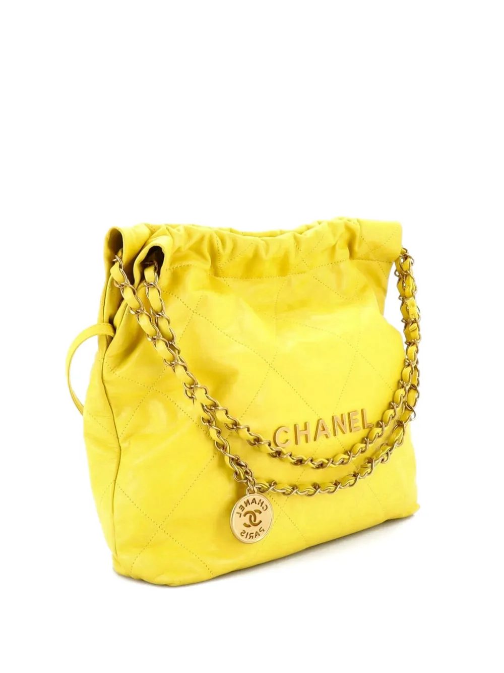 CHANEL Pre-Owned 22 Chain Quilted Calfskin Small hobo bag - Giallo