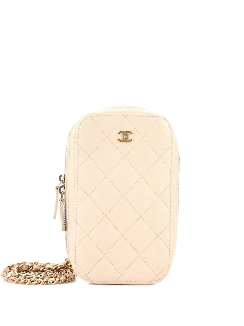 CHANEL Pre-Owned Zip Around Phone Case with Chain Quilted Caviar crossbody bag - Toni neutri