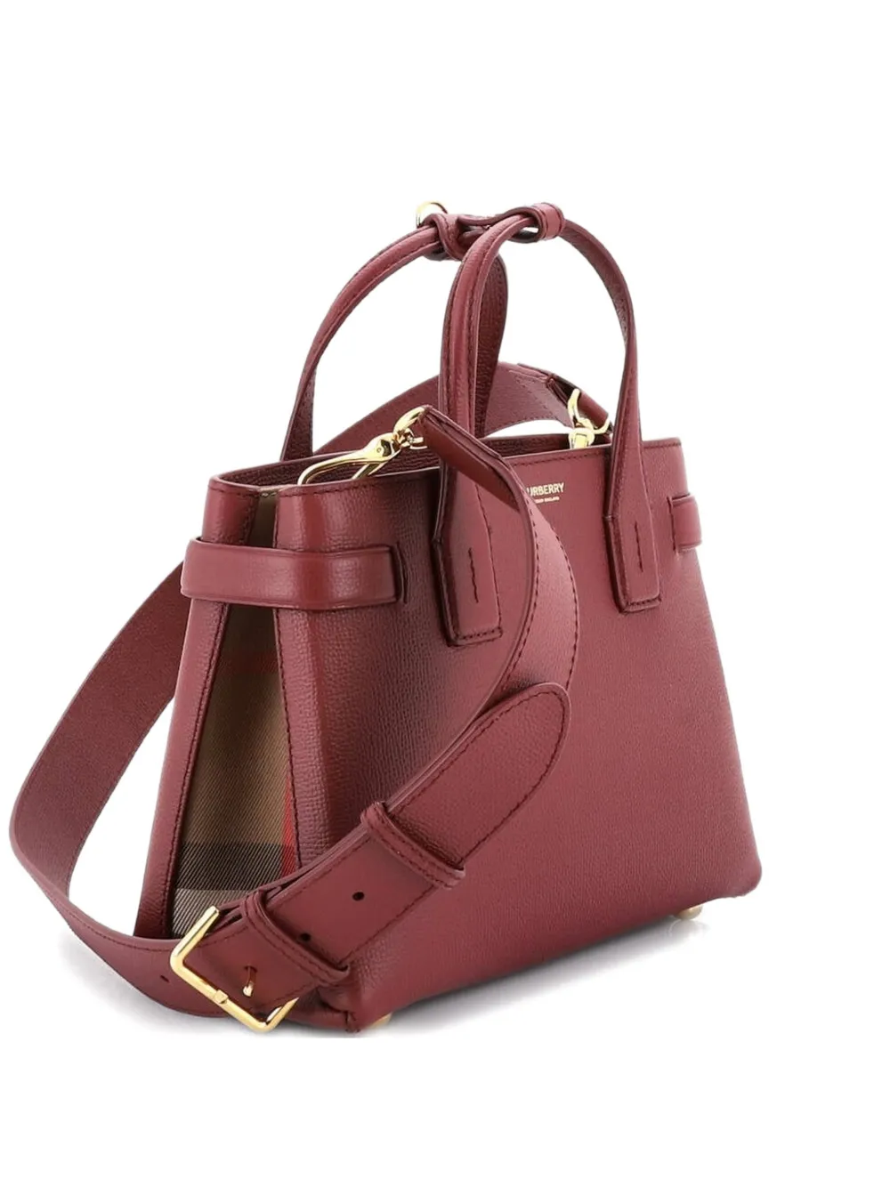 Burberry Pre-Owned Banner NM Leather with House Check Canvas Small tote bag - Red