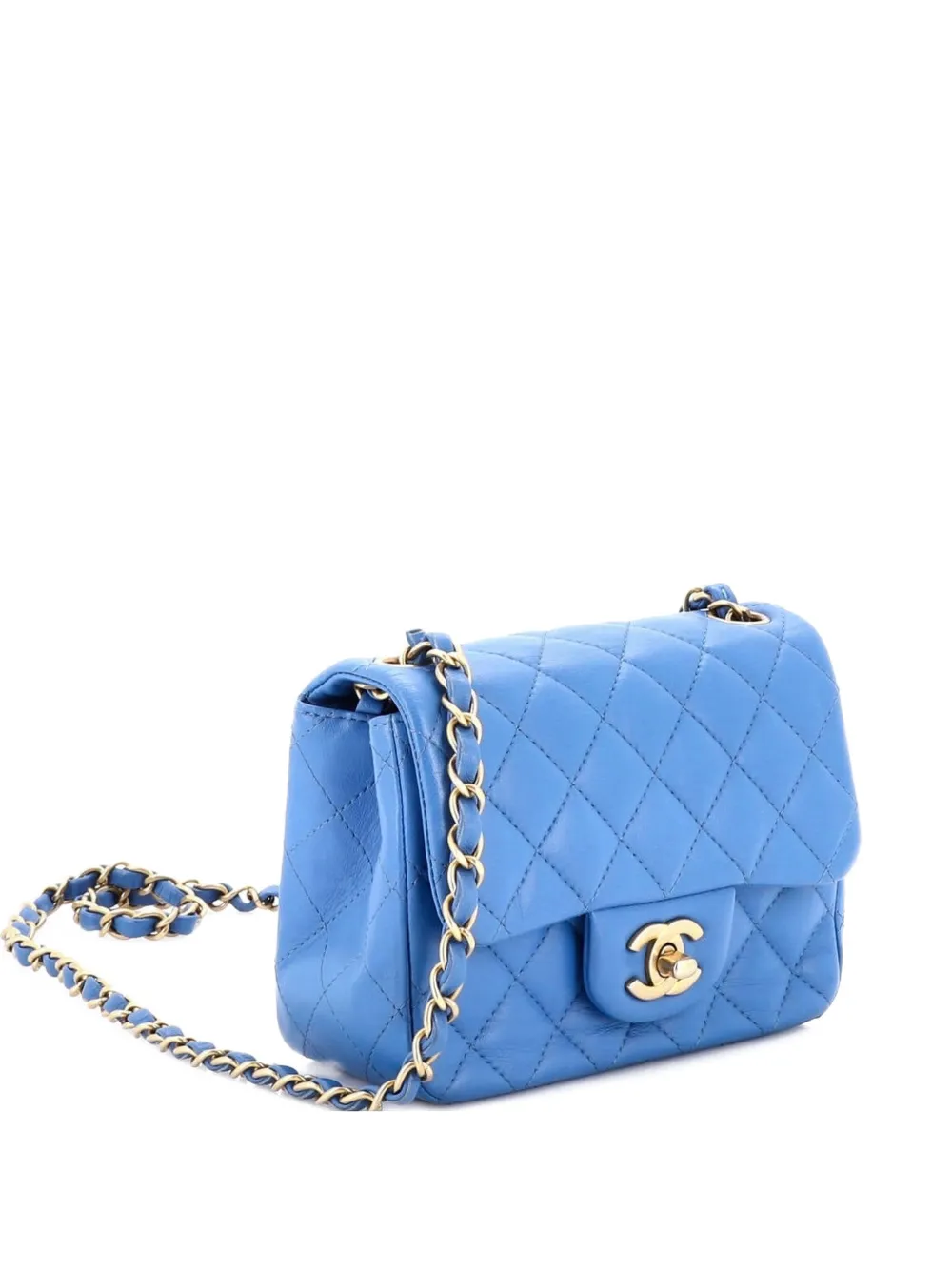 CHANEL Pre-Owned Borsa a tracolla Classic Single Flap mini in pelle di agnello trapuntata - Blu