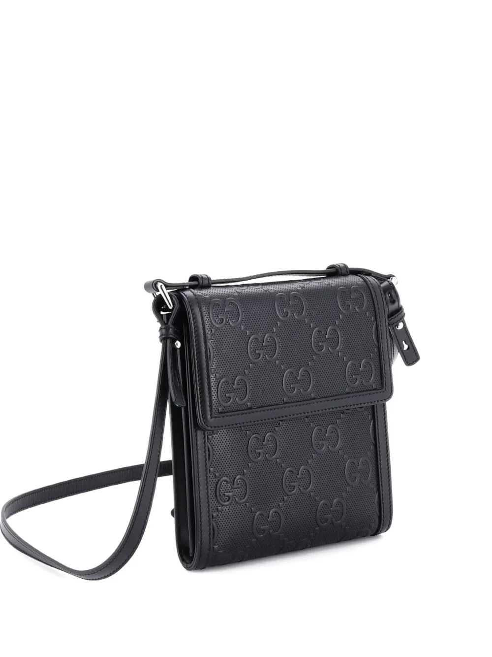 Gucci Pre-Owned Flap GG Embossed Perforated Leather Small crossbody bag - Nero