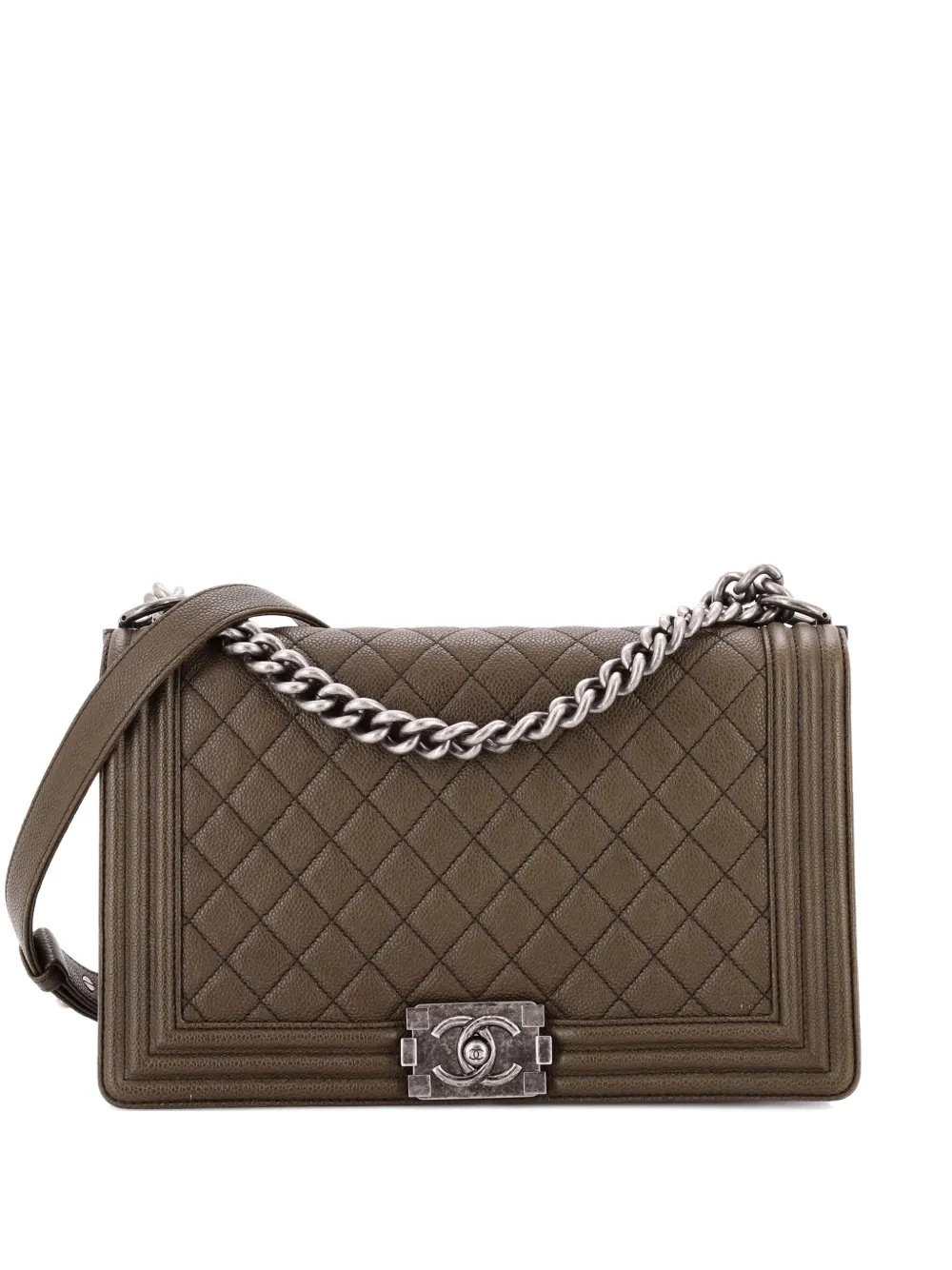 CHANEL Pre-Owned Boy Flap Bag Quilted Caviar New Medium crossbody bag - Verde