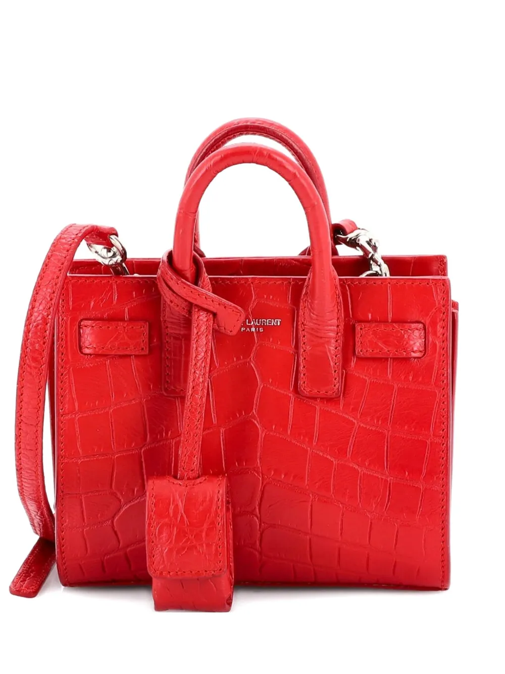 Saint Laurent Pre-Owned Sac de Jour Bag Crocodile Embossed Leather Toy crossbody bag - Rosso