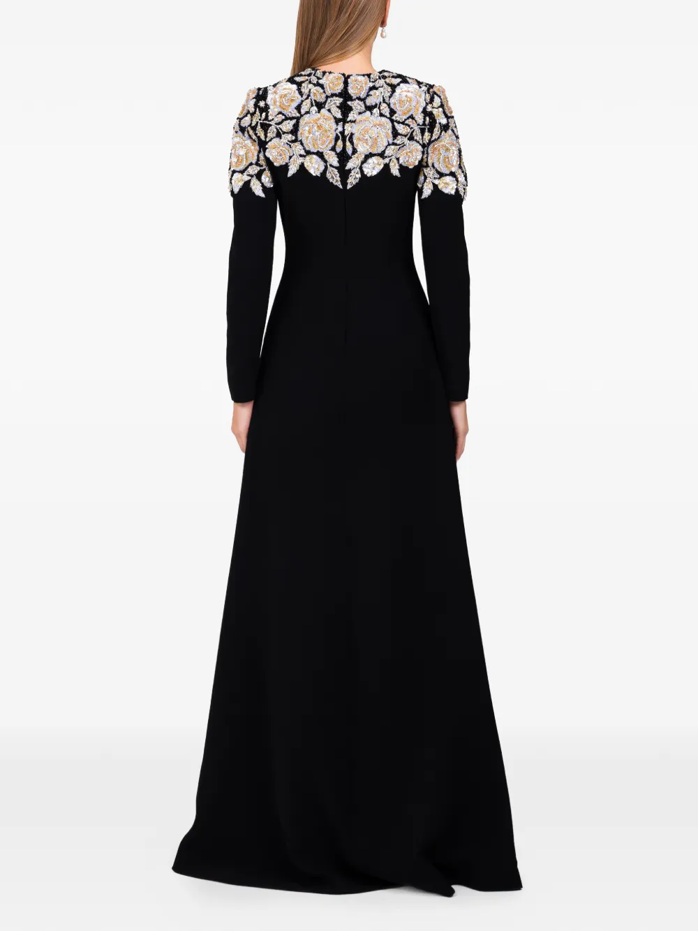 Dina Melwani embellished maxi gown - Zwart