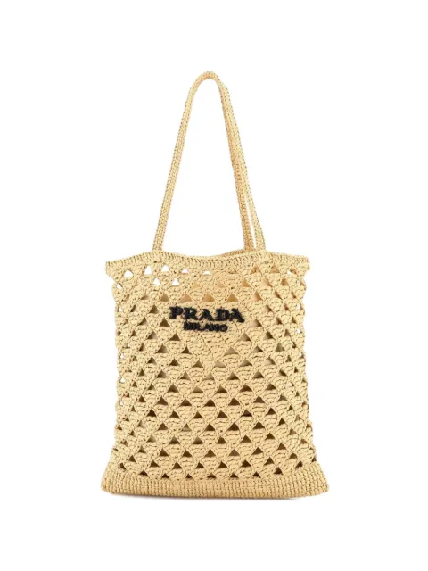 Prada Pre-Owned Triangle Logo Open Raffia Small tote bag