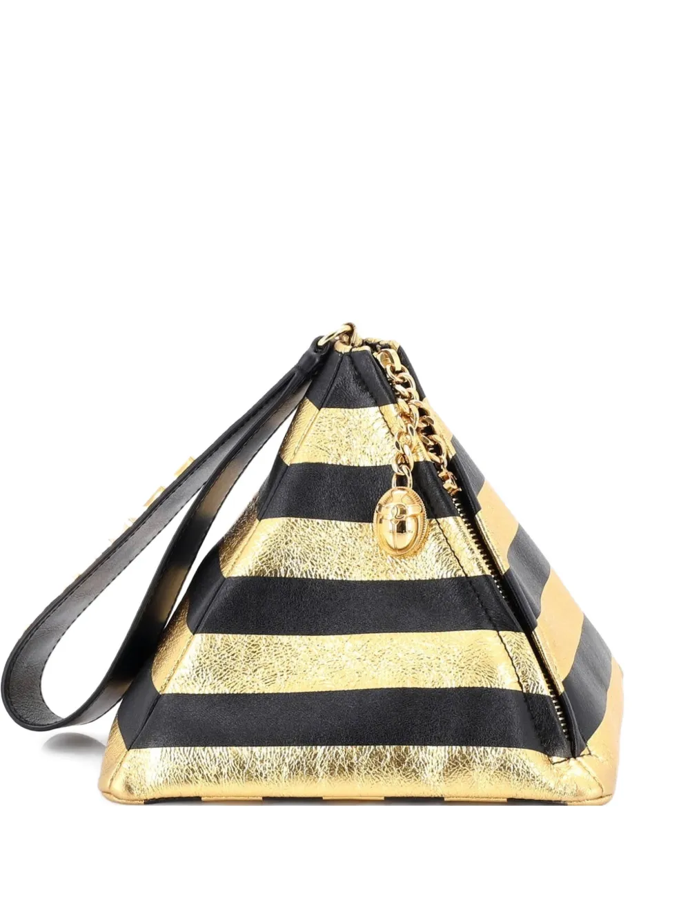 CHANEL Pre-Owned Kheops Pyramid Bag Striped Lambskin clutch bag - Nero