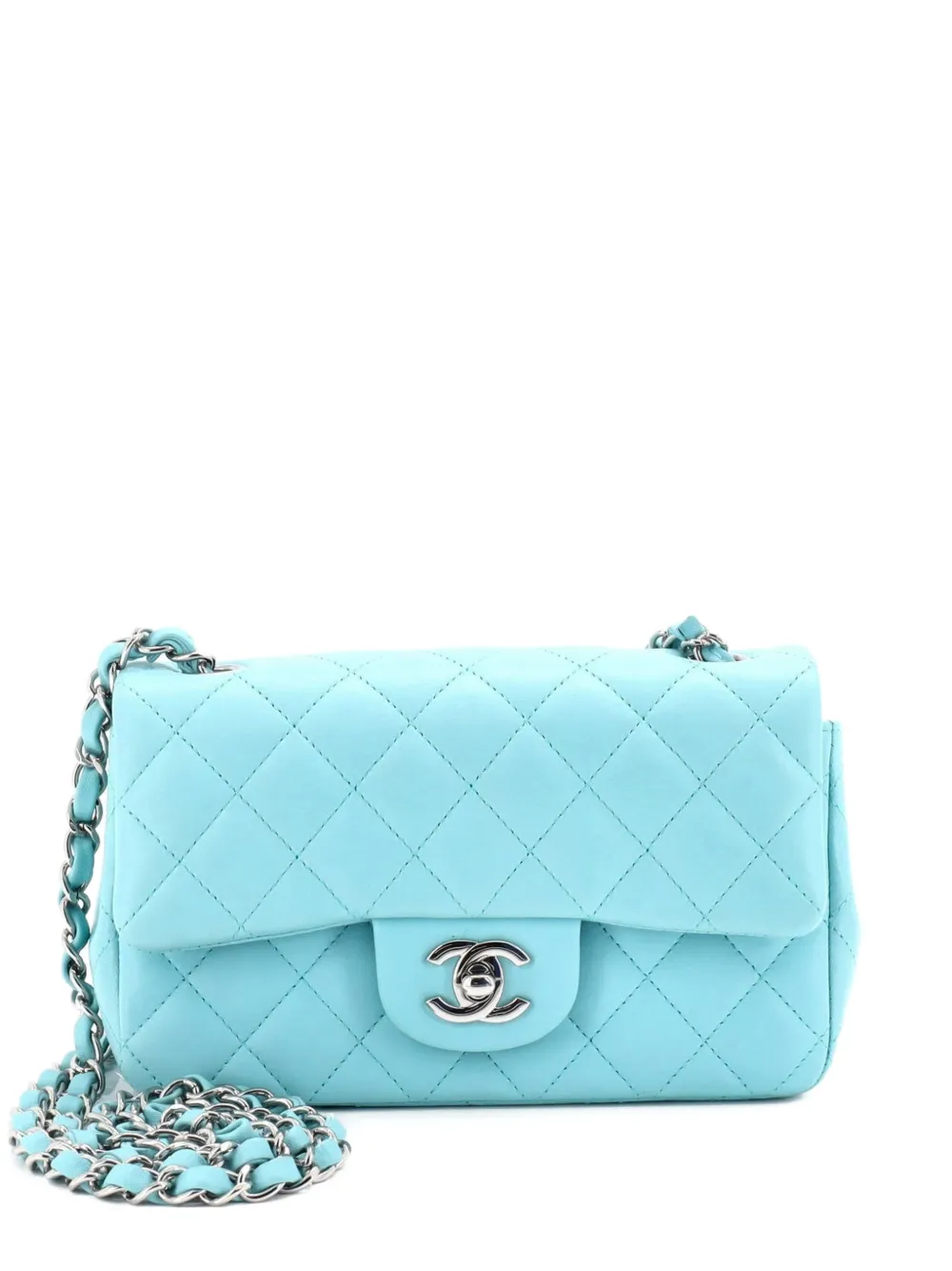 CHANEL Pre-Owned Classic Single Flap Bag Quilted Lambskin Mini crossbody bag - Blu
