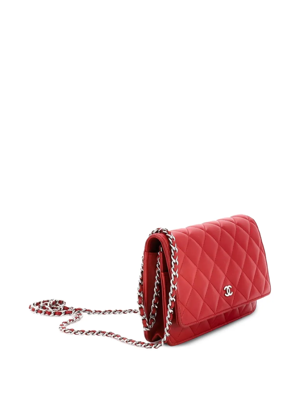 CHANEL Pre-Owned Wallet on Chain Quilted Lambskin crossbody bag - Rosso